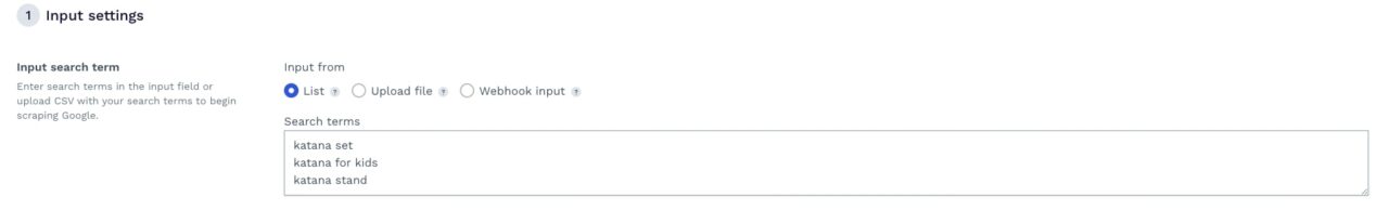 Setting up search terms for scraping datapipeline project