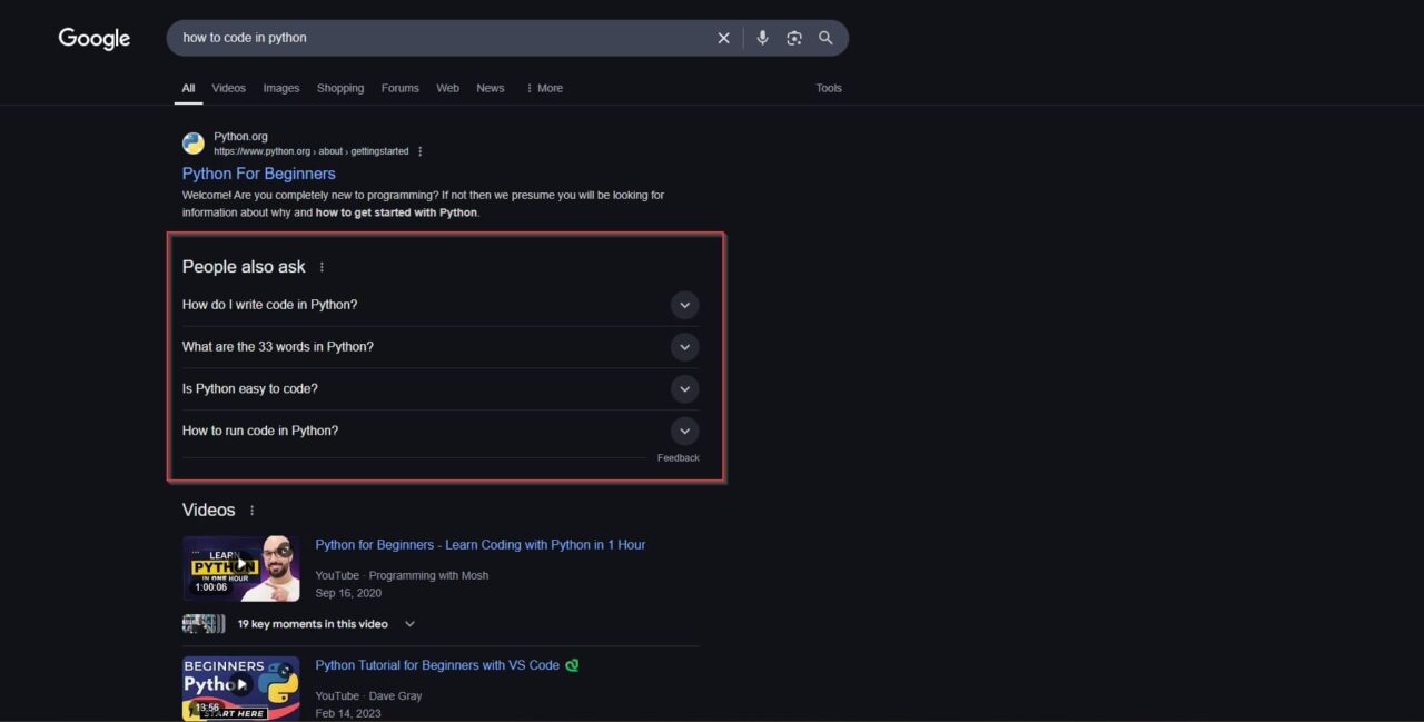Related Python coding questions on Google Search